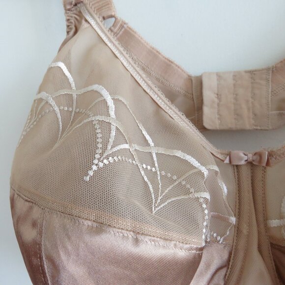 ELOMI Cate Full Cup Banded Bra in Hazel Plus Size Satin Neutral - Size 38K - Picture 6 of 15